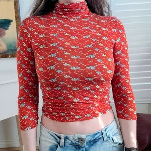 Urban Outfitters Lux Mushroom Red Mock Turtleneck